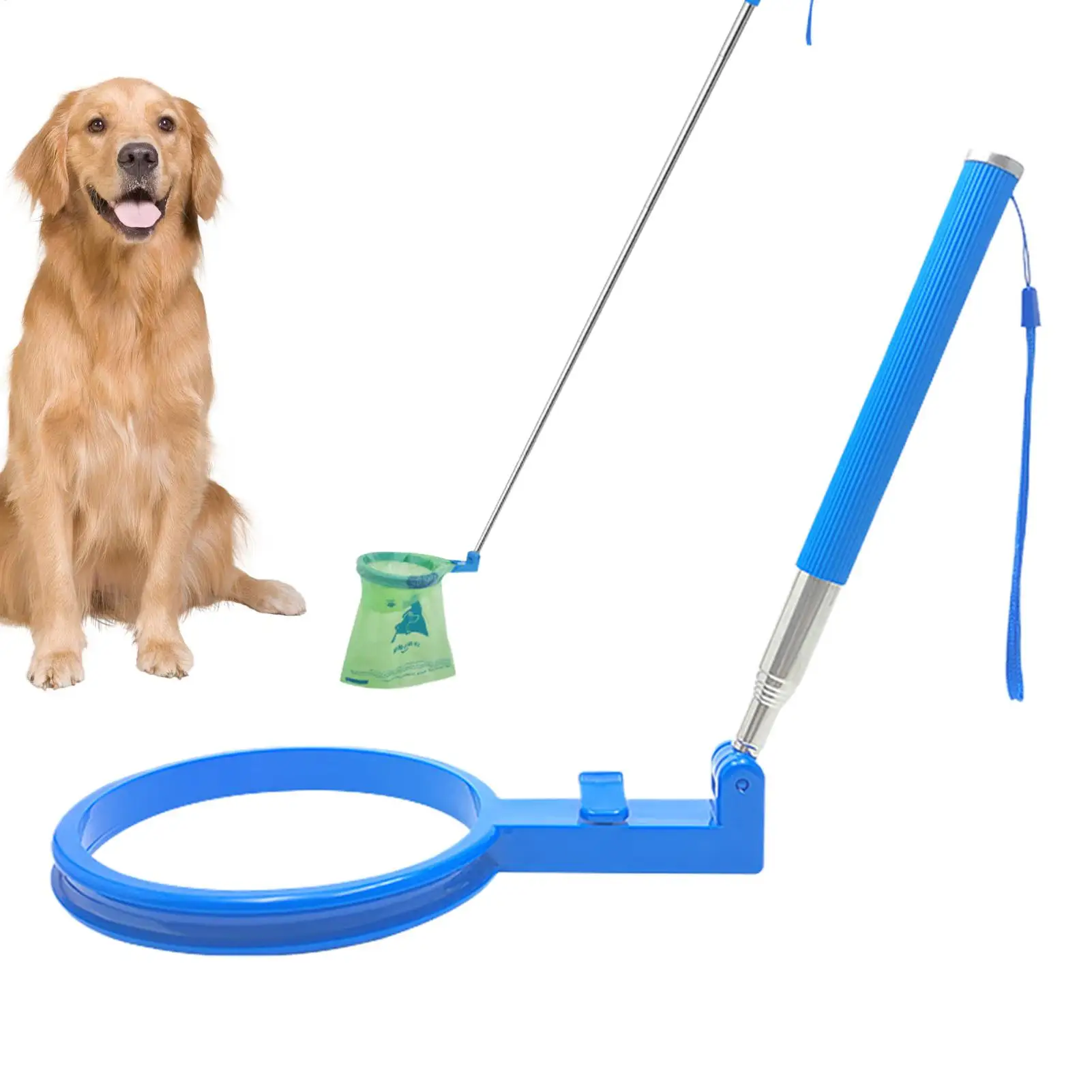Dog waste collector with Extendable Handle foldable Pet Poop Scooper for Outdoor Walks Park Adventures Outings