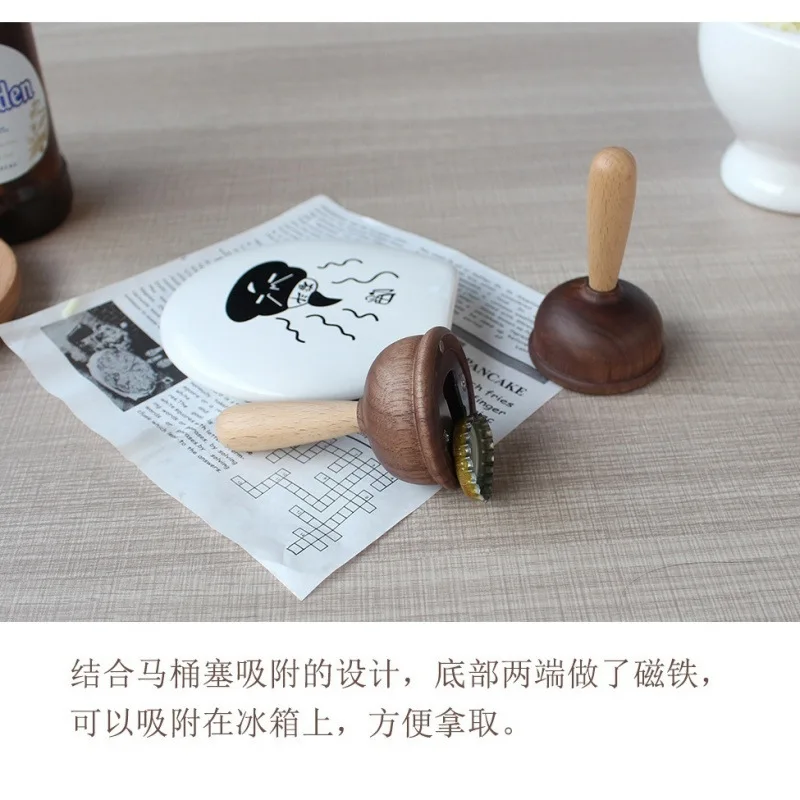 Wooden Beer Bottle Opener with Fridge Magnet Cute Creative Magnetic Opener Portable Bar Tool for Home Kitchen