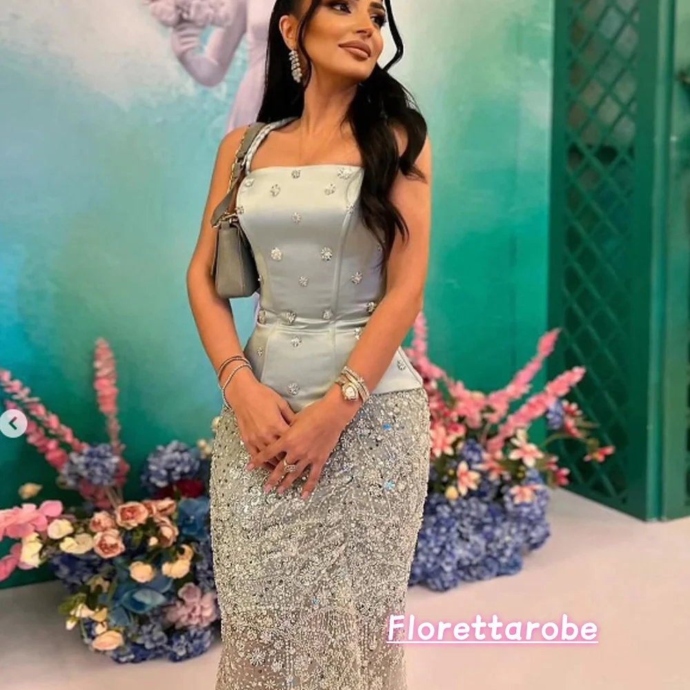 

Florettarobe Блестящие вышитые блестки Вечерние платья Роскошные атласные платья ручной работы из бисера Элегантные платья для выпускного вечера по индивидуальному заказуفساتين س