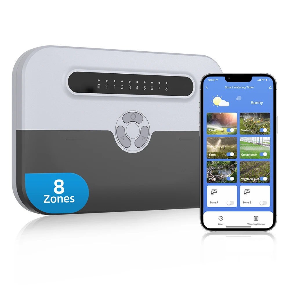 PowXla WiFi Irrigation Sprinkler Controller 4 Zone 8 Zone Alexa Compatible Tuya Smart Water Timer, Works with Smart Life App