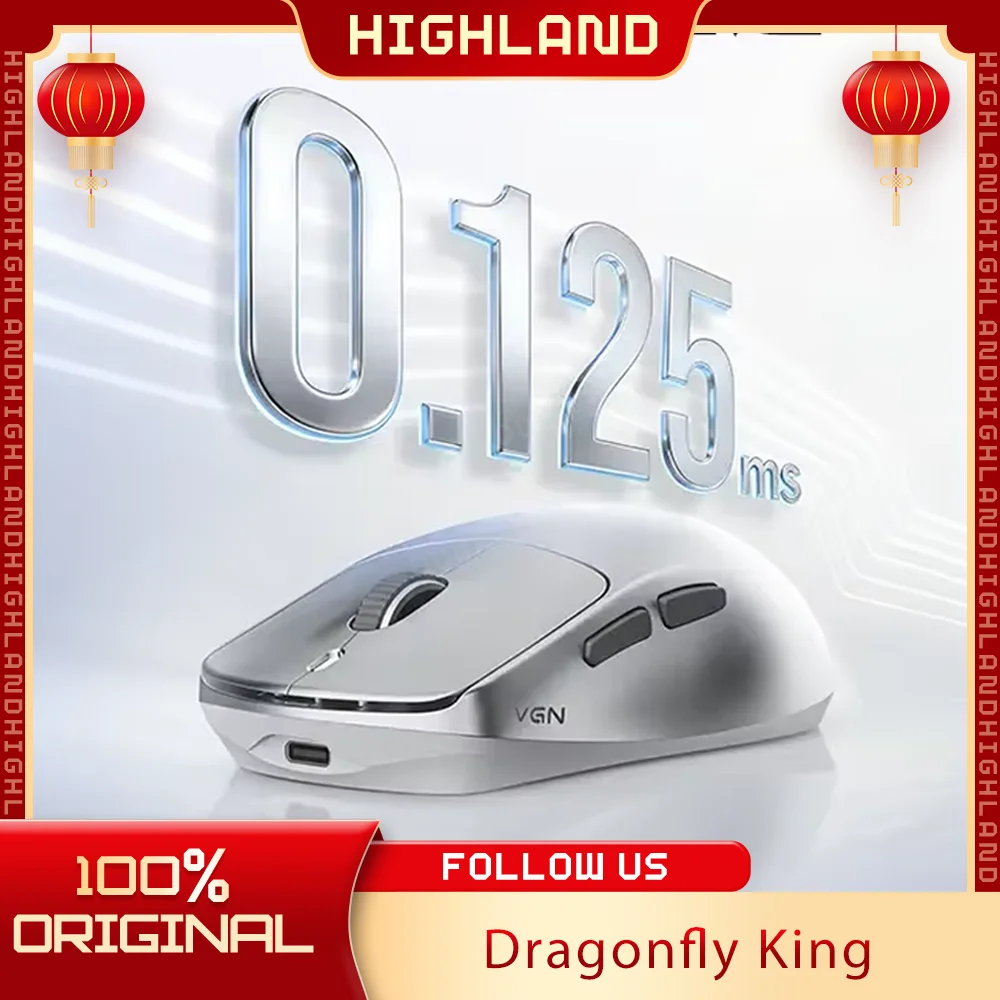 

Новая игровая мышь Vgn Dragonfly King из магниевого сплава Paw3950, легкая, 500 мАч, двойная, 8 К, частота возврата для Fps Gamer Micee