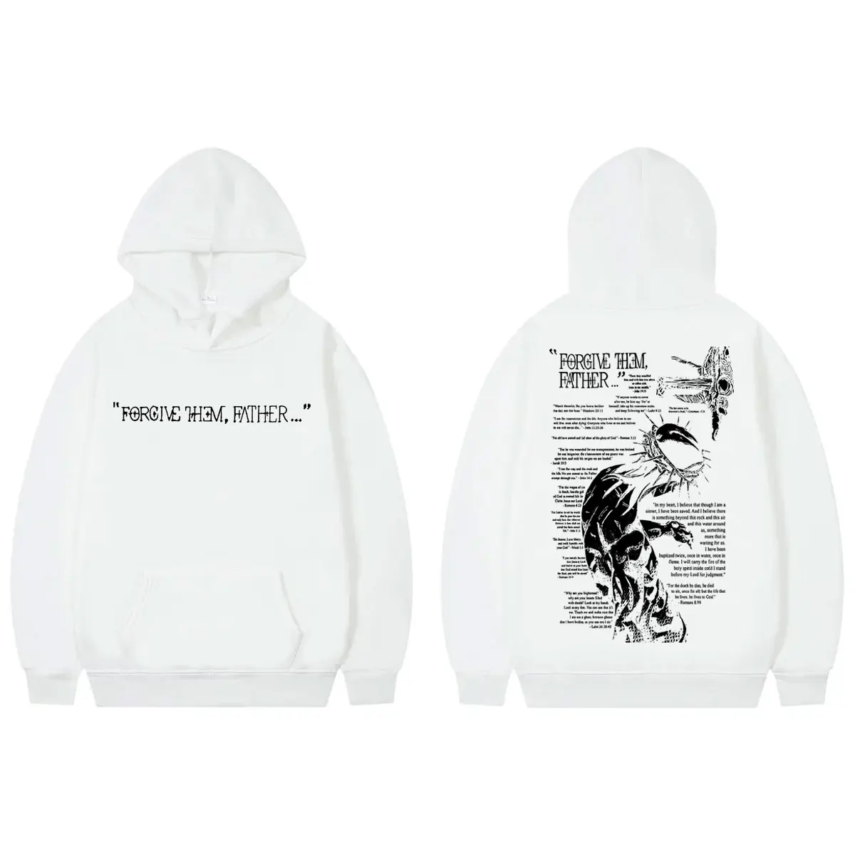 Customization Christian Religious Jesus Forgive Them Father Hoodie Fashion Vintage Hooded Sweatshirts Men's Women's Casual Overs