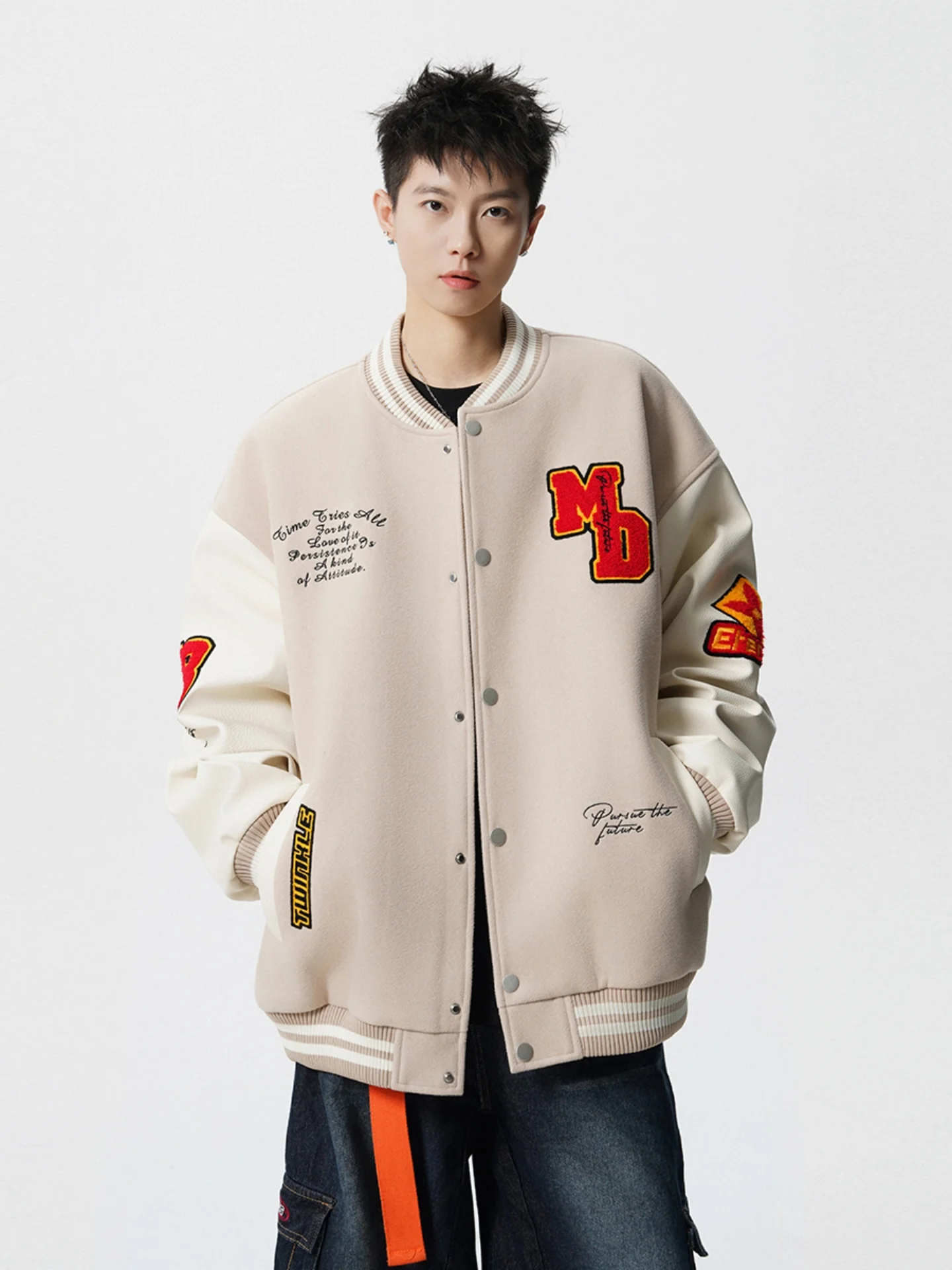 

Men's Vintage American Sle Letter Embroidery Baseball Jaet Flight Jaet Casual Sportswear Outerwear for Teens