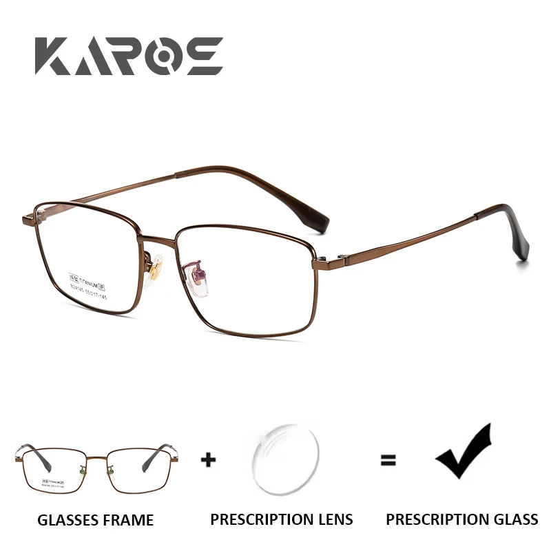 

KAROS Pure Titanium Mens Square Prescription Glasses Anti Blue Light Photochromic Progressive Optical Eyewear For Myopia