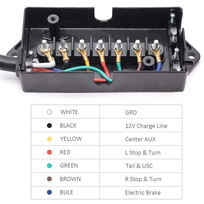 

MICTUNING 7 Way Electrical Trailer Wire Junction Box Waterproof 7 Port ABS Terminal Connector RV Light Cord Plug Wiring