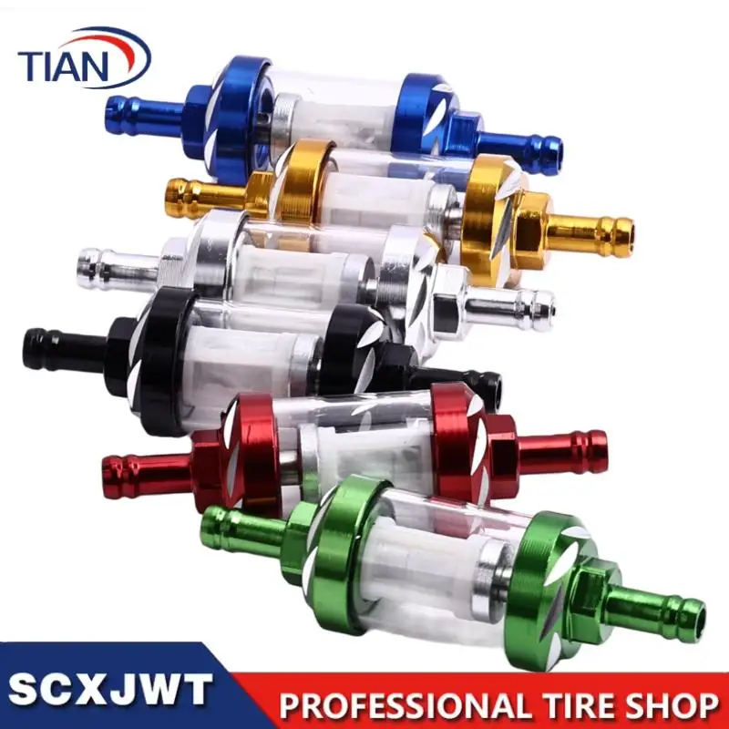 Glass oil filter, universal 8mm oil pipe  filter, motorcycle transparent visible oil filter, washable filter element