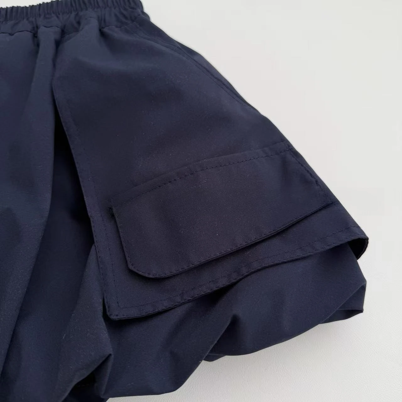 Girls Navy Cargo Bubble Mini Skirt Elastic Waist A-Line Balloon Skirt Pockets Teen Kids Casual School Dance Party Short Skirt