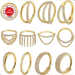 F136 Titanium ZC Nose Ring Women Hinged Segment Septum Clicker Daith Earrings Hoop Ear Cartilage Tragus Helix Piercing Jewelry
