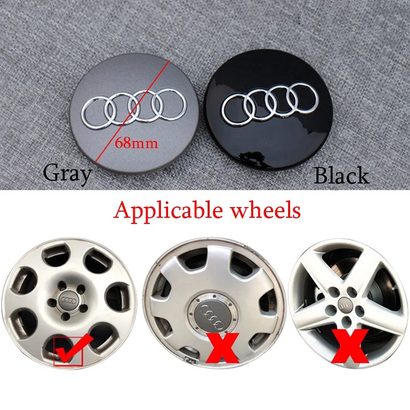 4pcs 68mm 8D0601170 Car Styling Wheel Center Cap Hub Covers Badge for Audi  RS A3 A4 A5 A6 A7 A8 S4 Q3 Q5 Q7 Q2 Wheel Cap Label