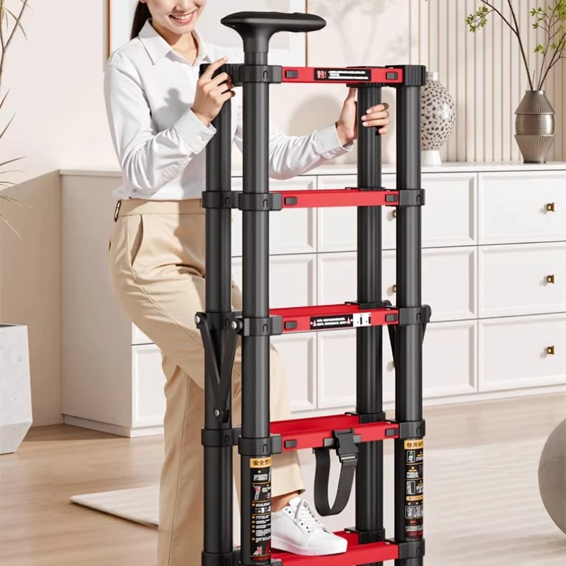 Carbon Steel Telescoping A-Frame Ladder Foldable Retractable Step Stool Multi-Purpose for Home Work