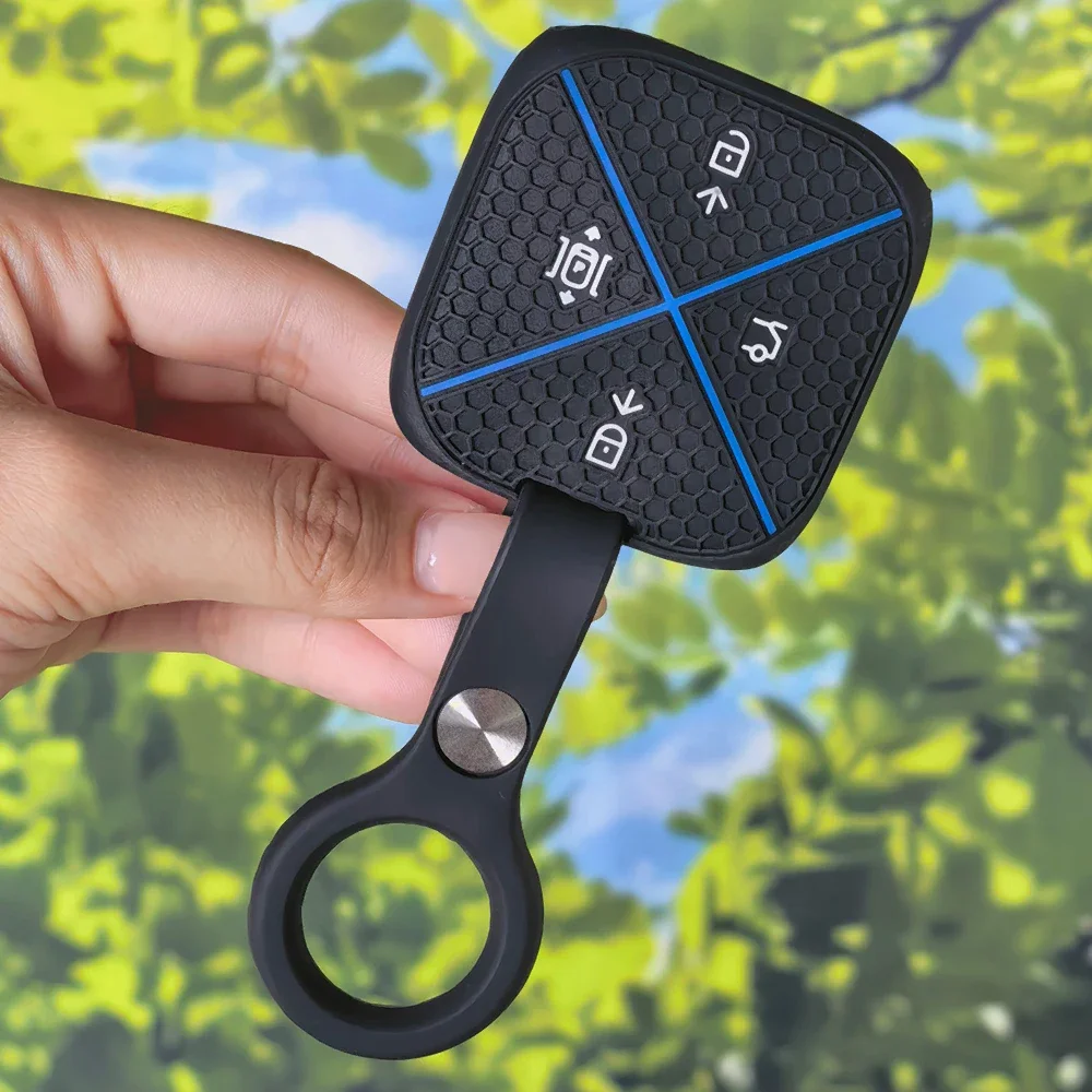 Honeycomb Cross‑Line Silicone Remote Key Fob Cover With Keychain for Zeekr 7X 001 007 2024 2025 Car Fob Protector Shell