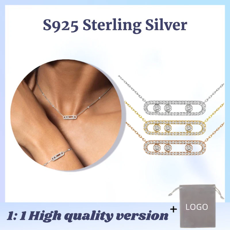 Three Diamond MOVING Necklaces Baby Move Series Sterling Silver S925 Official Website Luxury Jewellery Women