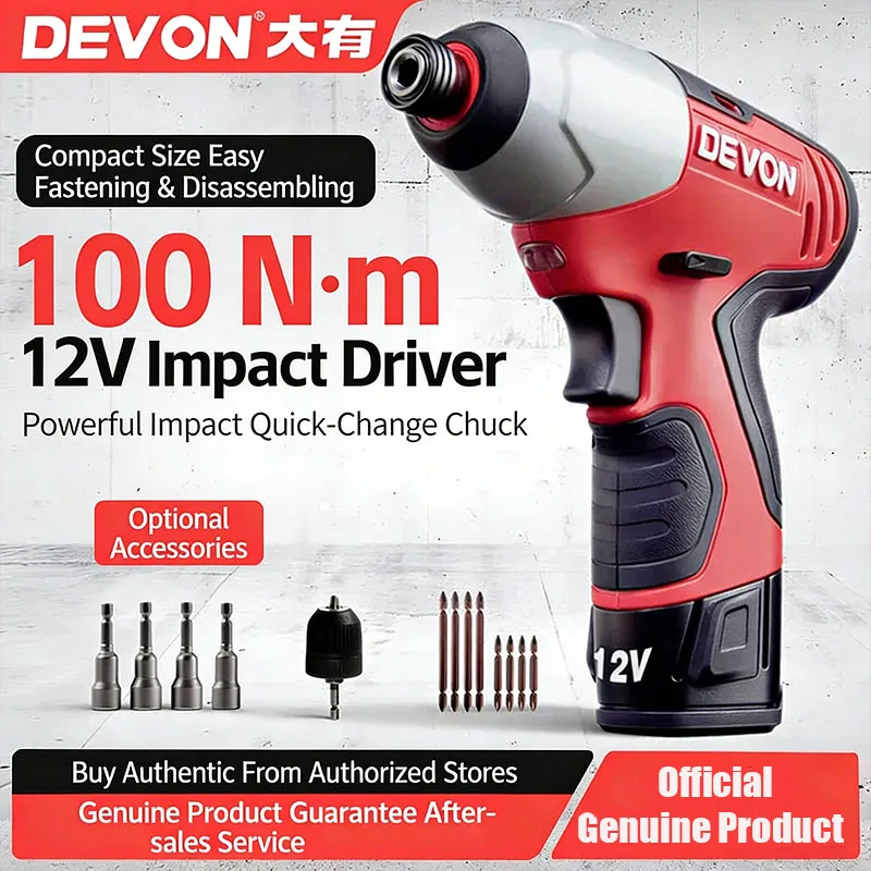 

Devon 12V Lithium Battery Cordless Drill Handheld Drill Impact Driver Electric Screwdriver Cutting machine Lithium Drill 5228