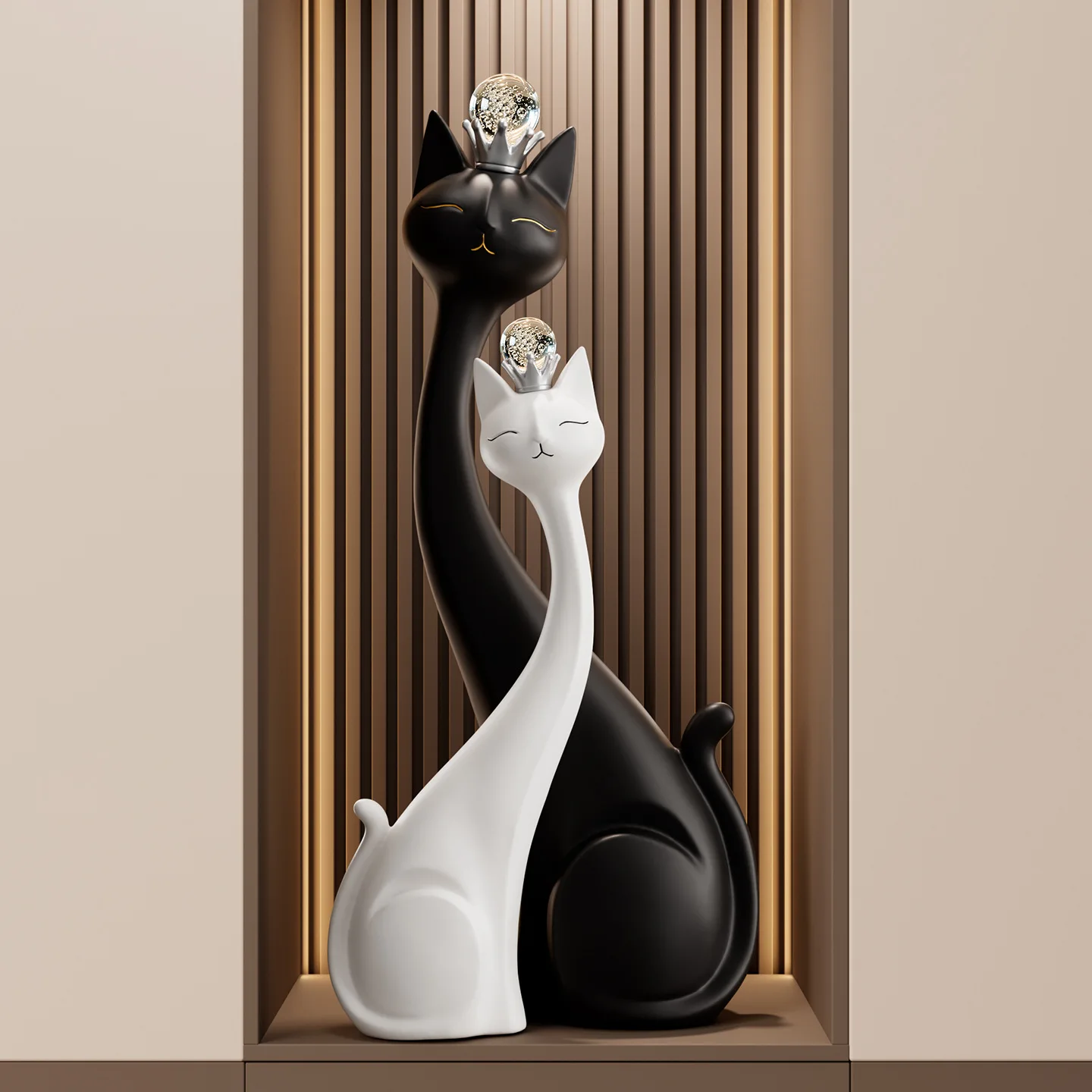 Entry door porch couple cat slender long high ornament high-end home living room niche decoration housewarming ceremony