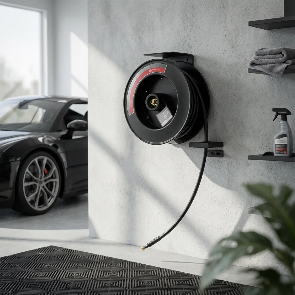 Pressure Washer Hose Reel with Wall Mount Compact Pressure Washer Hose Reel with Hand Crank Corrosion Resistant Fullstream