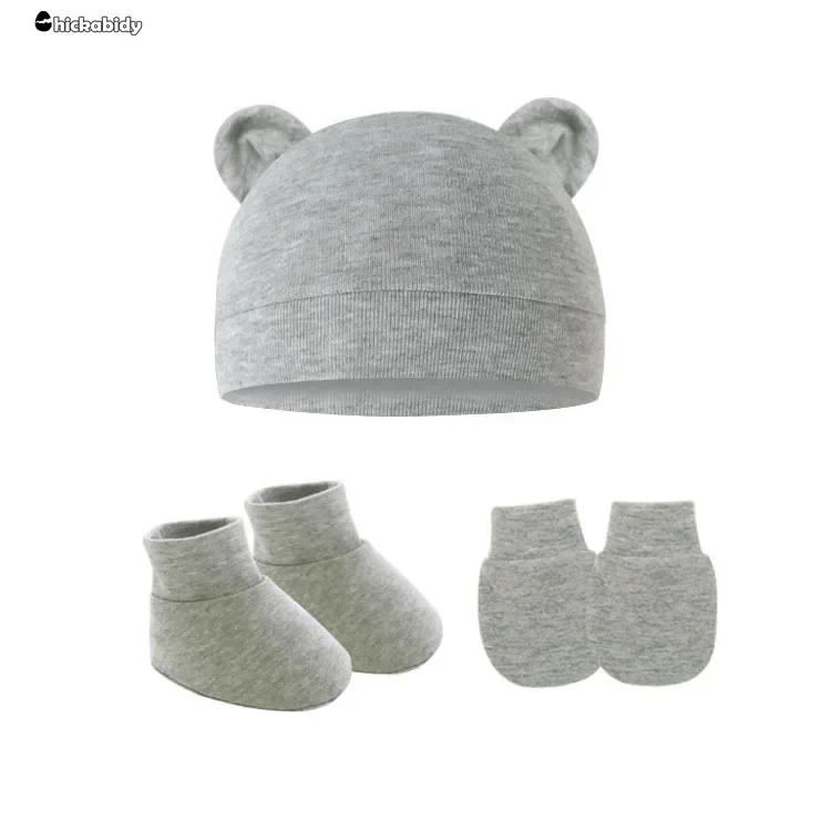 3pcs Big Bow Soft Baby Hat Baby Girls Boys Turban Hat Newborn Infant Cap Knitted Beanies Toddler Headwraps Kids Headwear