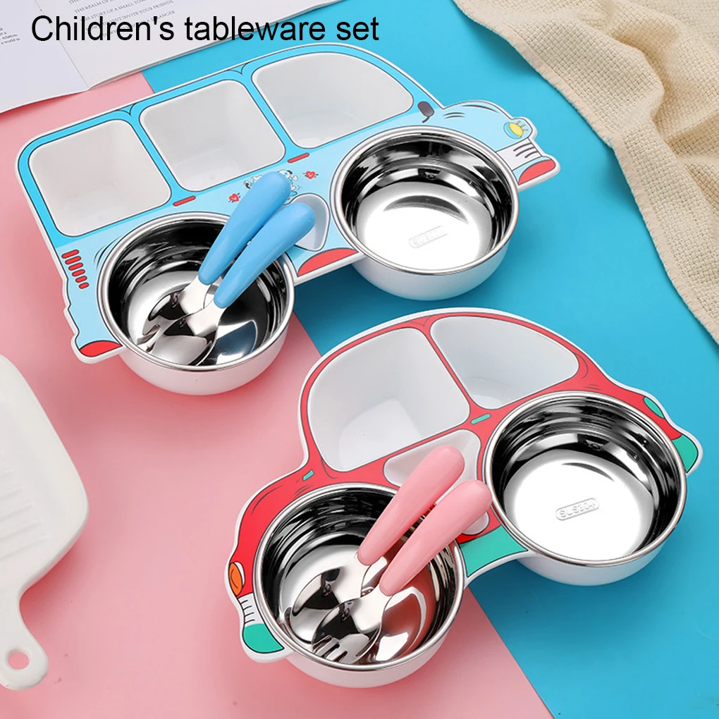 Kids Tableware Spoon Fork Design Bowl Cutlery Self-Feeding Multipurpose