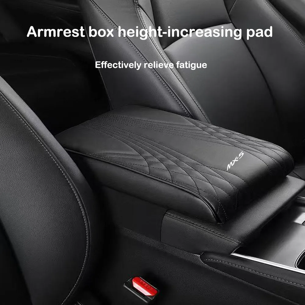 PU Leather Car Armrest Pad Memory Foam Storage Box Vehicle Arm Rest Box Center Console Cover For Mazda Skyactiv MX-30 RX-5 RX-7