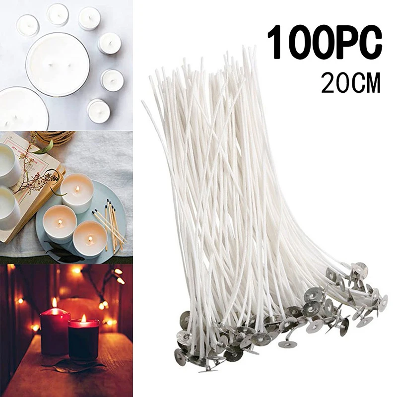 100 pz/set stoppini per candele cera senza fumo nucleo in puro cotone 9/15/20cm candela fai da te che produce stoppini Pre-cerati per accessori per feste
