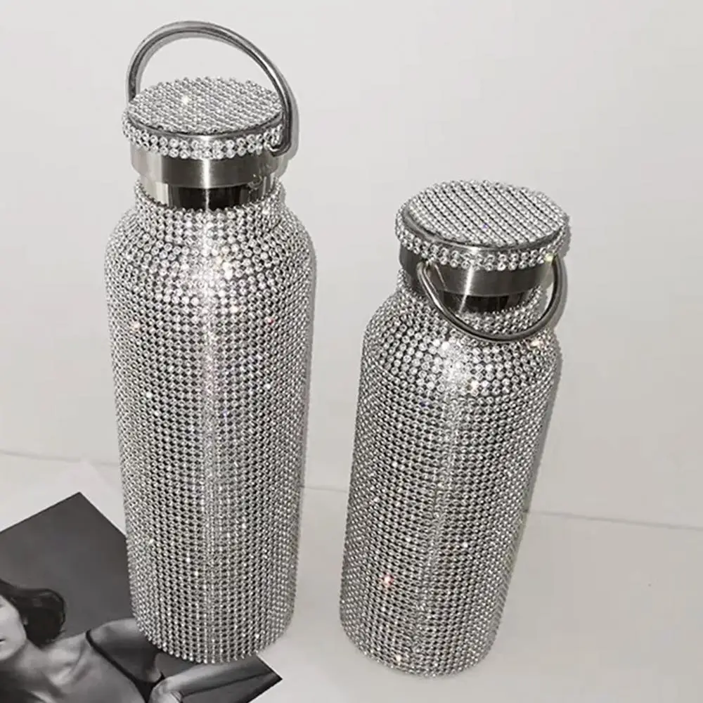 Luxury Diamond Bottle Shinny Insulat Rhinestone Vacuum Flasks Stainless Steel Flask Bottle Drinking Kettle Water Bottle