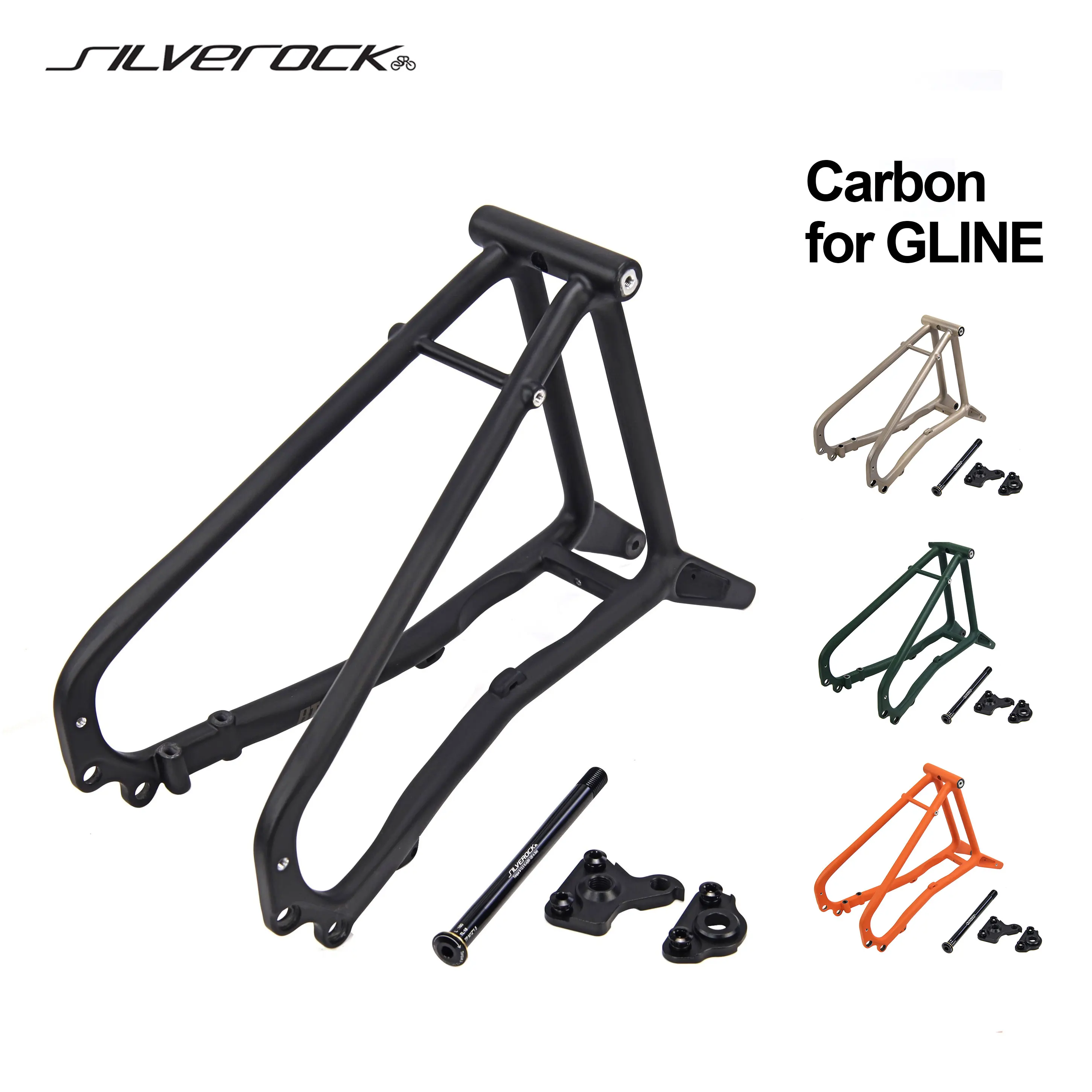 SILVEROCK Carbon-Hinterdreieck-Ultraleicht-Upgrade für Brompton Gline Faltrad 20 Zoll Scheibenbremssattel Bremse Steckachse 368 g