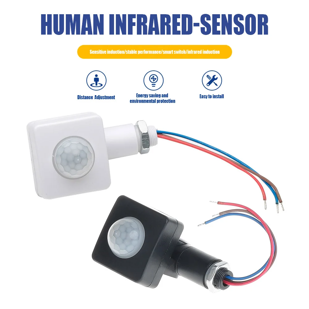 Ultrathin LED Flood Light PIR Motion Sensor Detector Human Body Infrared Motion Sensor Waterproof Outdoor PIR Adjustable Switch