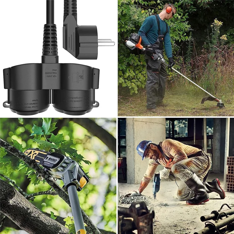 

AB41-Двойная вилка для розетки, удлинительный кабель с 2 розетками Schuko, несколько розеток для улицы, 16 А/250 В, вилка европейского стандарта