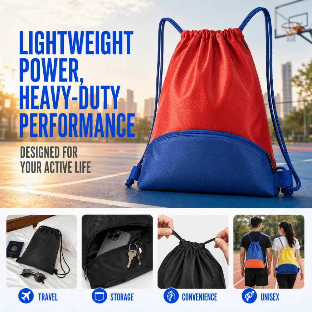 Large capacity Sports Drawstring Pocket Waterproof Oxford Folding Sport Gym Bag Lightweight Basketball Helmet Storage Outdoor