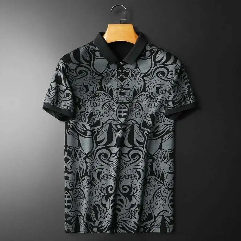 

Summer Polo Shirt Playera Polo Hombre Breathable Polo 2023 New Lapel Short-sleeved Men Digital Print Pattern Men's Polo Shirt