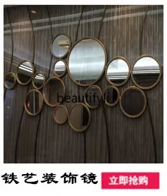 FG11Simple European bathroom mirror American retro champagne color, makeup, decorative mirror Entrance mirror