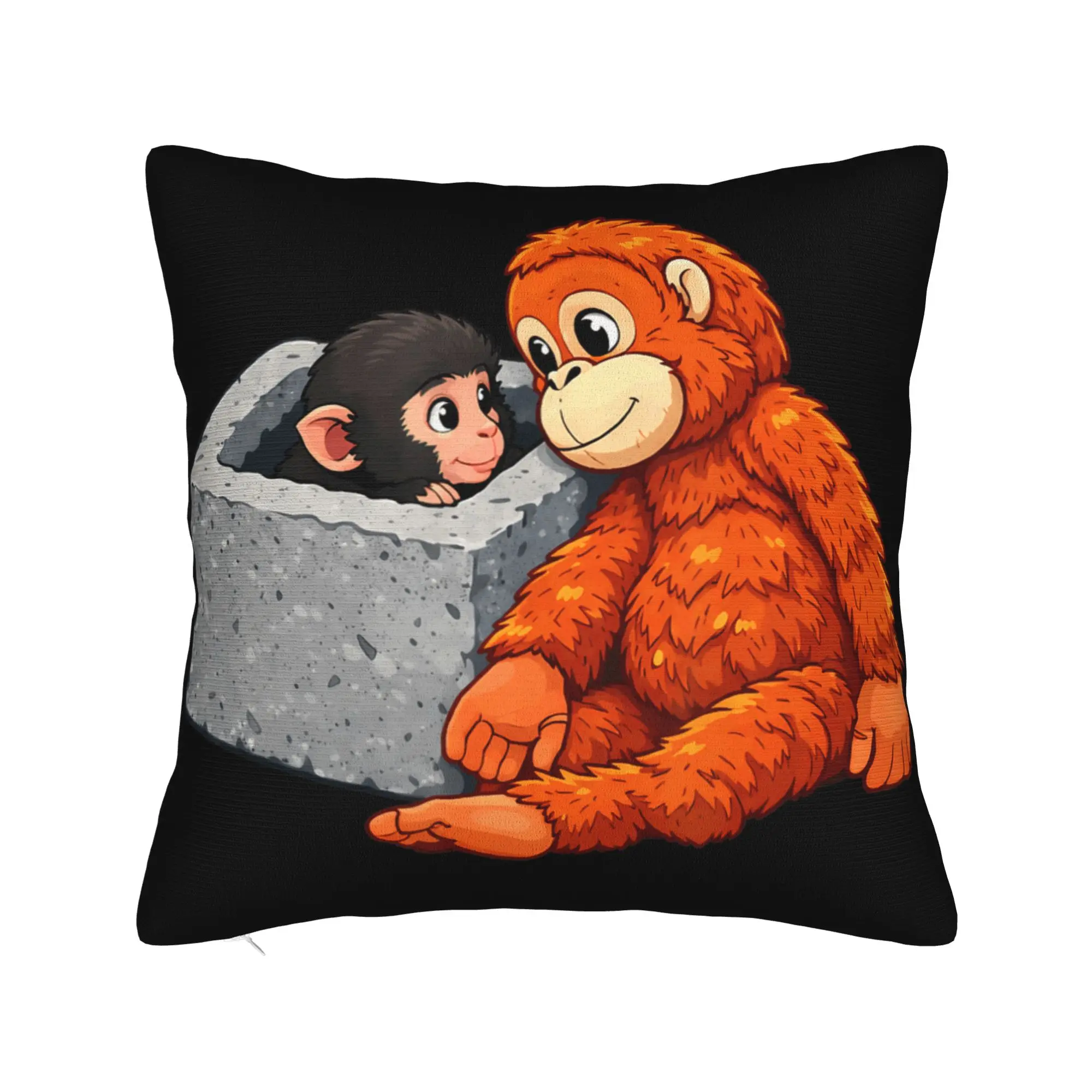 Baby Monkey Punch Pillow Case  Graphic Pillow Cover Vintage Pillowcases For Living Room Chair