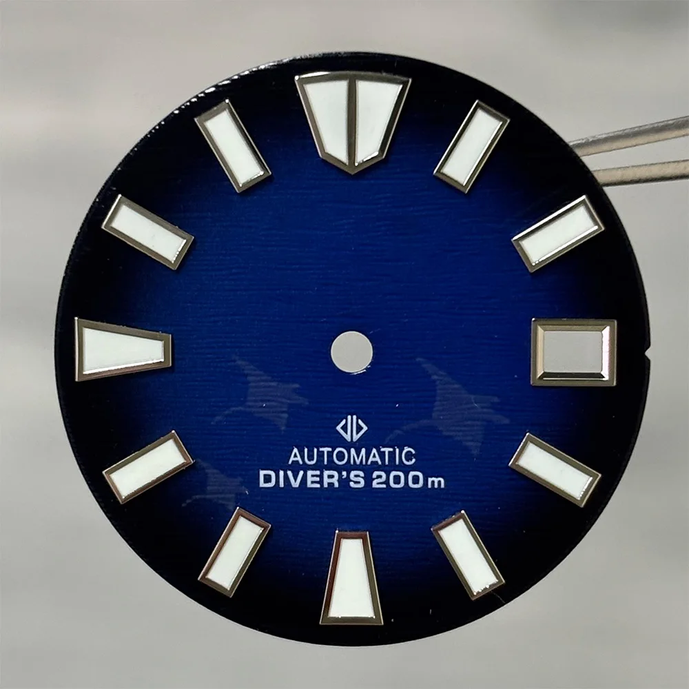 Ocean Wave Manta Ray Watch Dial 28.5mm Applied Index Single Date Mod Parts For NH35 Movement
