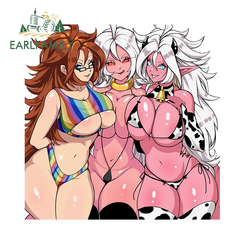 

EARLFAMILY 13cm x 13cm Cow Girls Bikini Waifu Decal NSFW Succubus Breasts Against Touch Original Car Stickers Lewd Accessories
