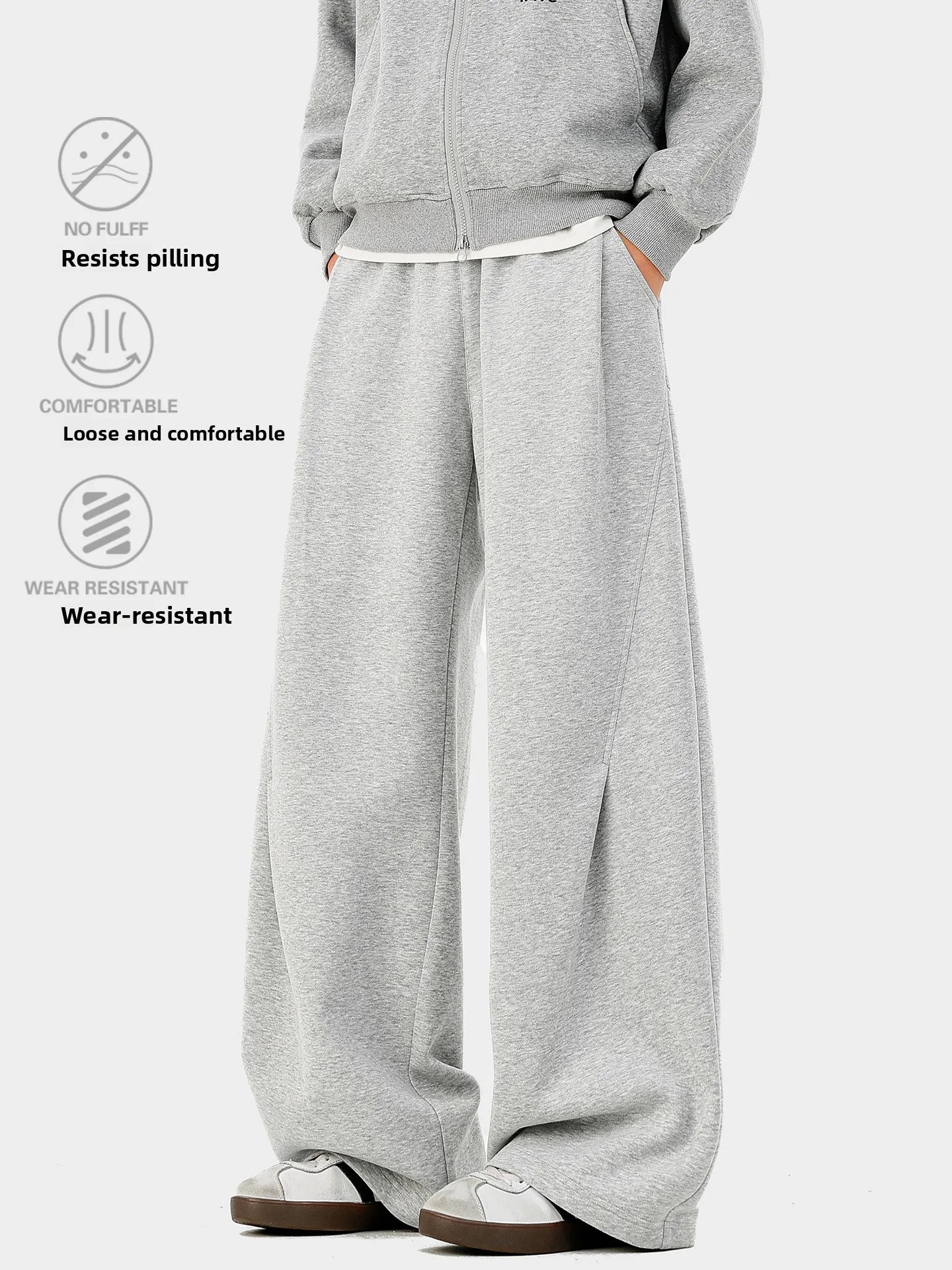 American Retro Pleated Heavyweight Curved Sword Sweatpants Loose Straight Casual Loose Feeling Sports Couple Leisure Pants