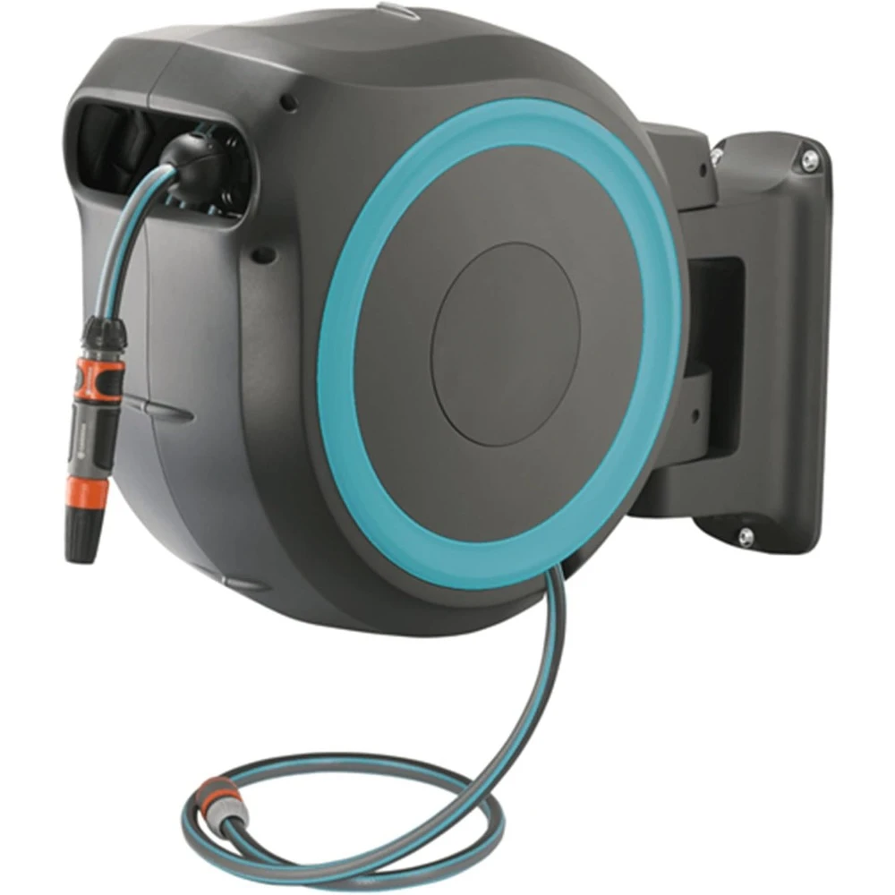 Wall Mounted Retractable Hose Reel, 100 Feet, Standard, Turquoise