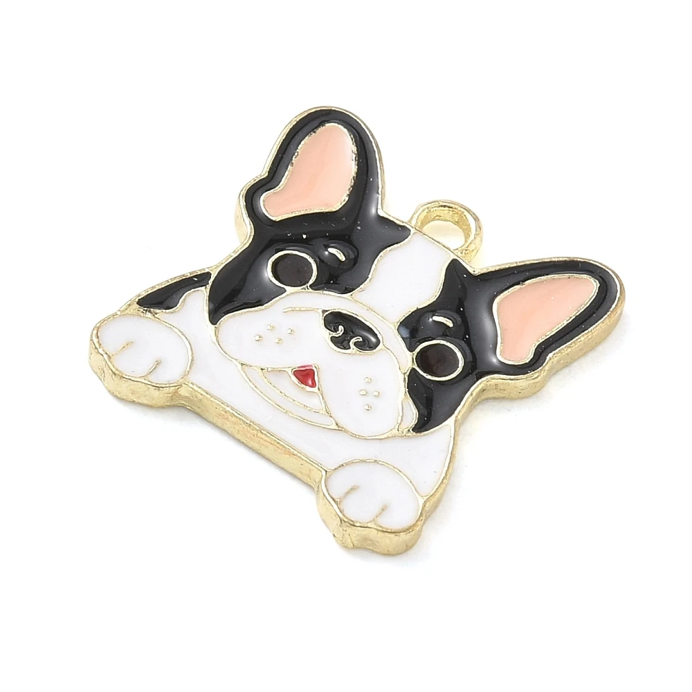 60pcs Cute Enamel French Bulldog Charm Black White Alloy Dog Pendant DIY Handmade Necklace Decor Bracelet Jewelry Making