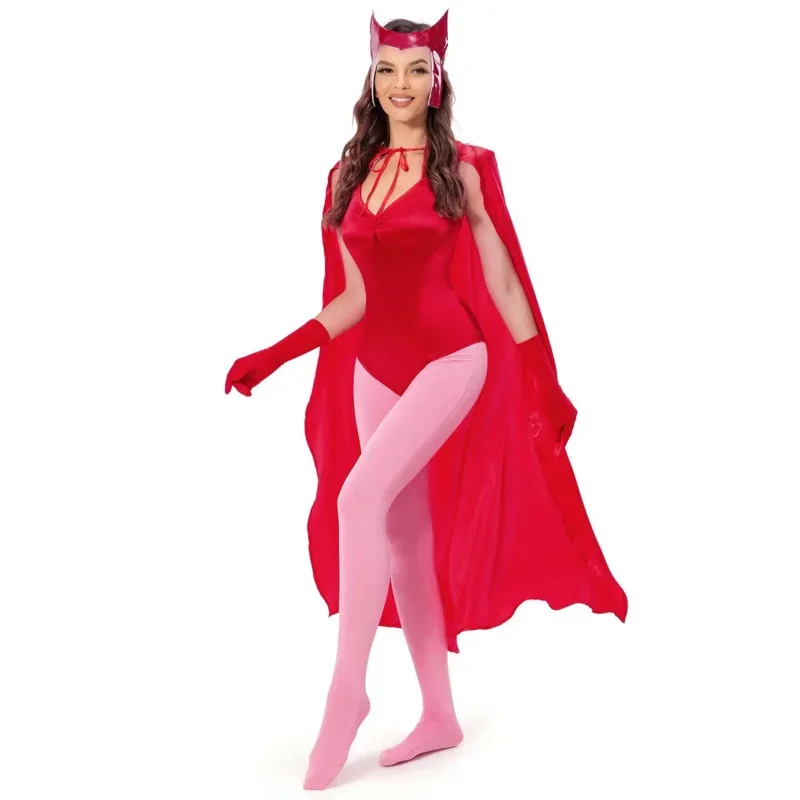 2025 2025 New Vision Scarlet Witch Wanda Maximoff Cosplay Costume Cloak Dress Women Jumpsuit Outfits Adult Halloween Ca 96ly