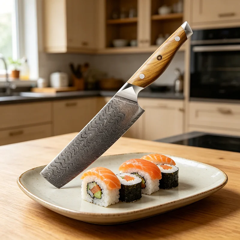 6.9 Inch Nakiri Knife 67-layers Damascus Steel VG-10 Blade Olive Wood Handle Chef Slicing Vegetables Cleaver Meat Kitchen Knives