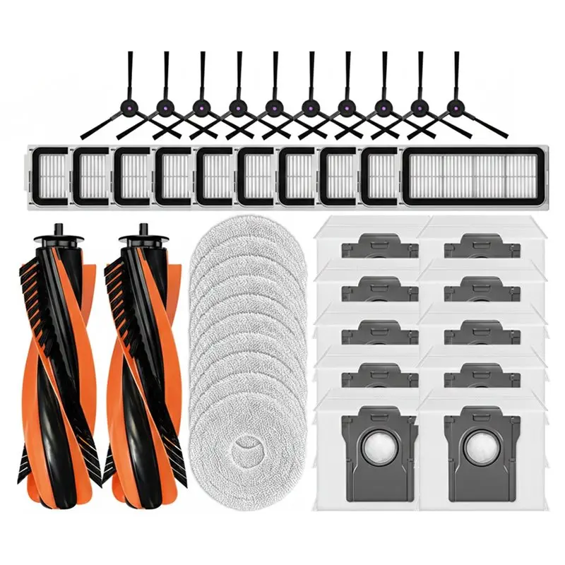 

Запасные части и аксессуары для Cecotec Conga X70: мешки для пыли, салфетки для швабры, HEPA-фильтр, основная и боковые щетки.