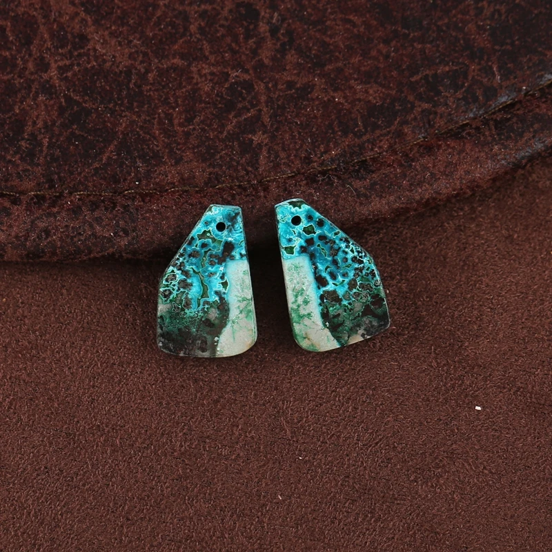 

Серьги-серьги из натурального камня хризокола с драгоценными камнями, бусины с просверленными спереди, 18x12x3 мм, 3 г, модные ювелирные серьги