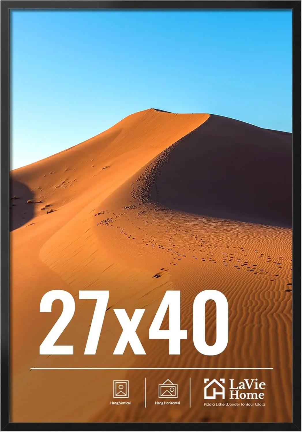 

Черная фоторамка 27x40 с HD-плексигом, настенная рамка для плакатов, фотографий — классическая коллекция (1 упаковка)