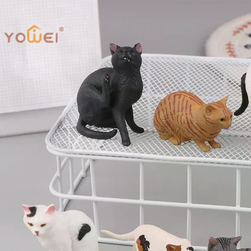 1Pcs Solid Simulation Animal Model Lying Orange Cat Figurine Cute Desktop Decoration Mini Pet Cat Model Ornament