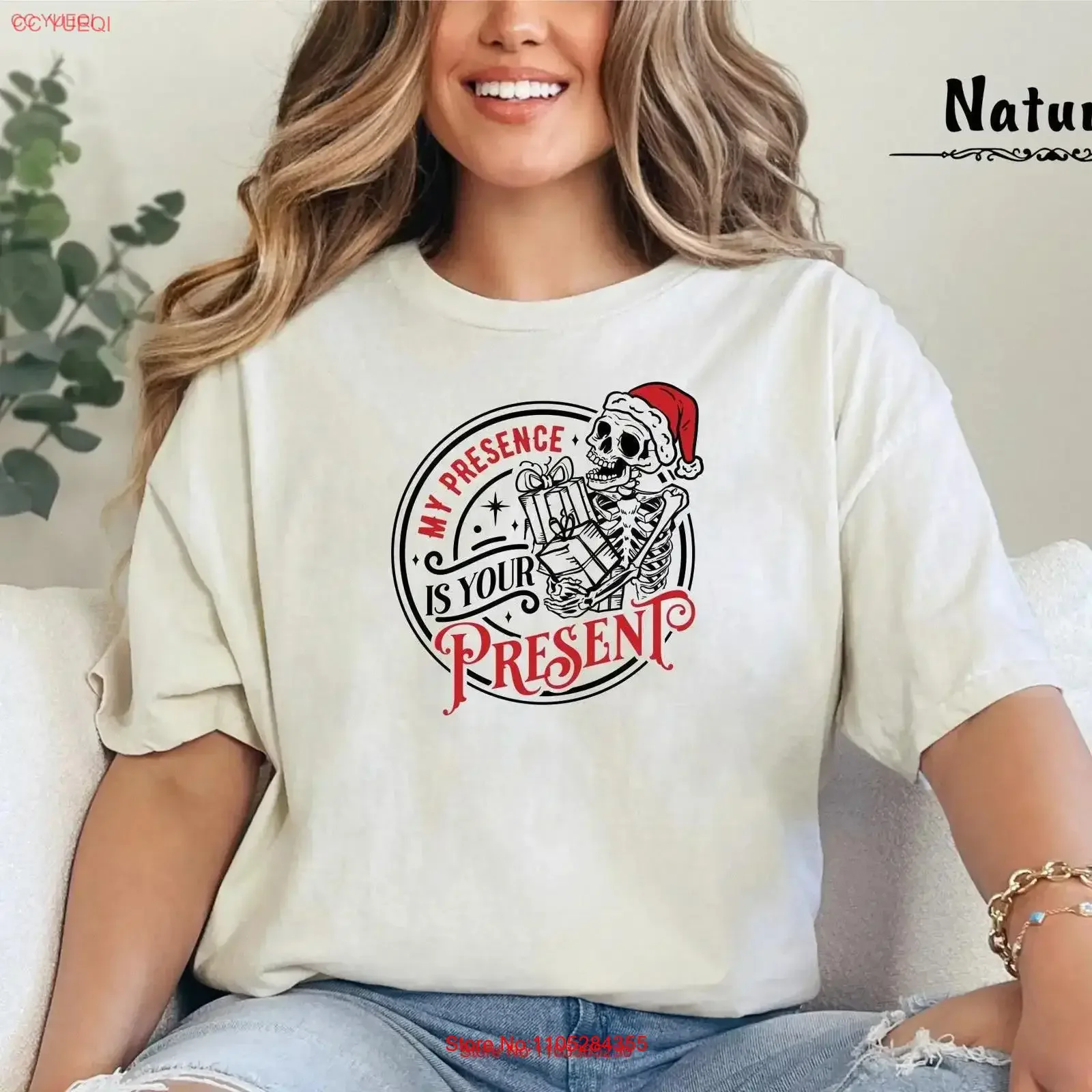 My Presence Is Your PresenT T Shirt Christmas Merry and Bright Funny Xmas Holiday Gangsta Wrapper vintage Washed