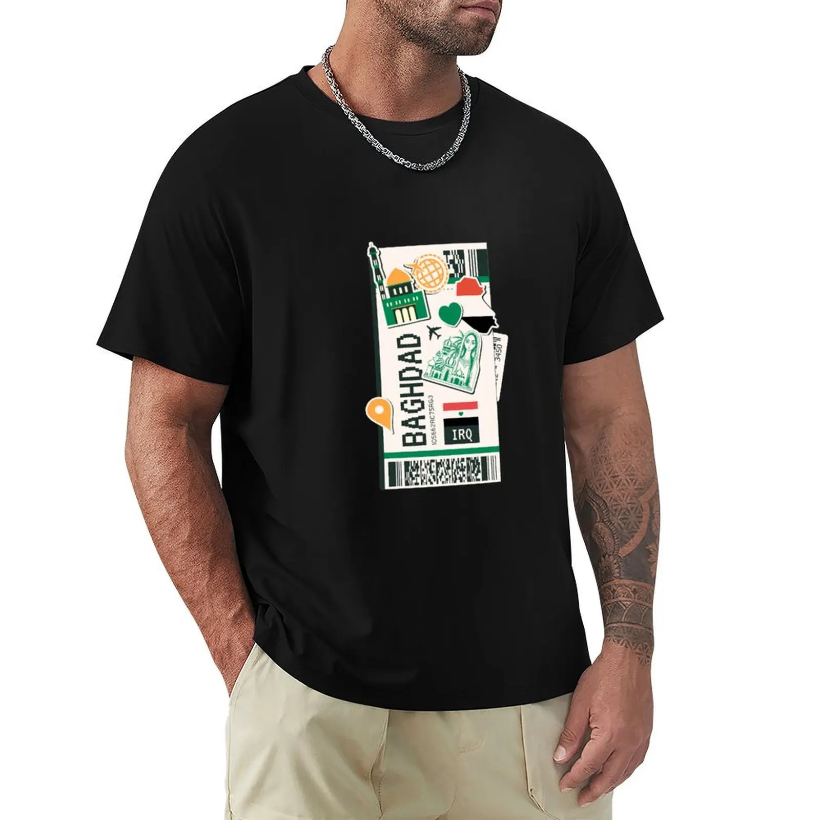 Baghdad Iraq Boarding Pass Airplane Plane Ticket T-Shirt Halloween Theme T-Shirt