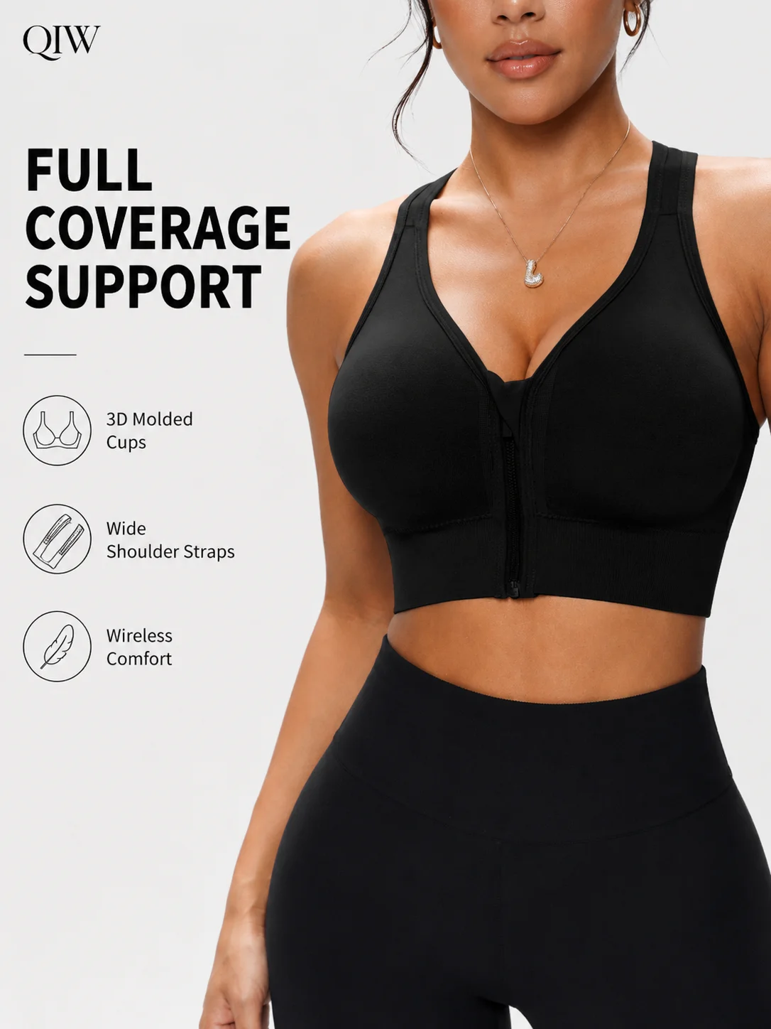 QIW Women's Zip Front Solid Co - огляд і ціна Underwire Bra Padded