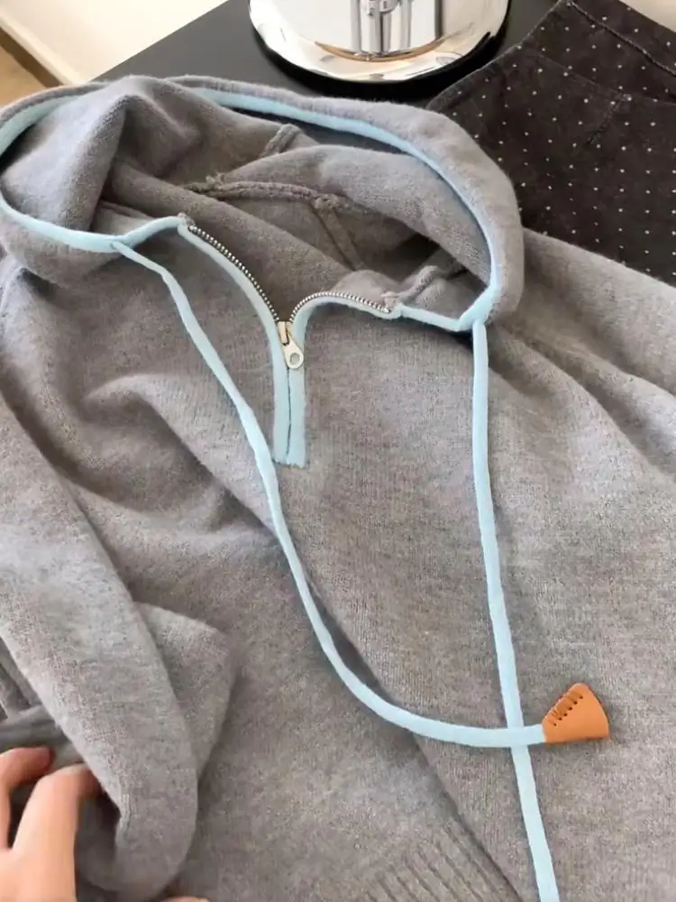 Trendy ort gebreide trui dames herfst winter nieuwe Sle casual chique kleur Blo hoodie faionable veelzijdige top voor meisjes