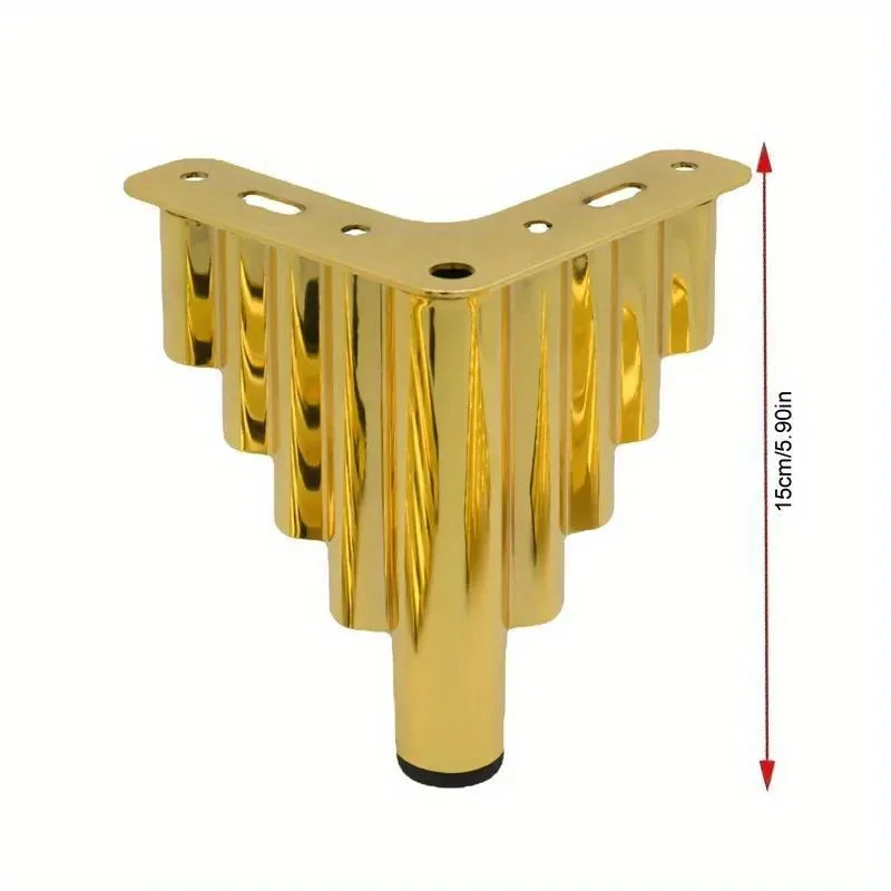 4pcs Furniture Legs Basic Heavy Duty Triangle top Plate feet for Sofa Bed couches Dresser Cabinet with Rubber Floor Protectors