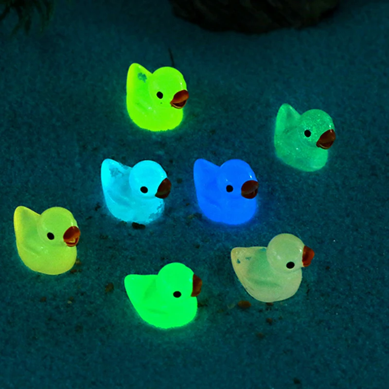 Mini Chick Glow At Night Miniature Figurines Cute Rabbit Fairy Garden Decoration Luminous Swan Duck Desk Ornaments Dollhouse DIY