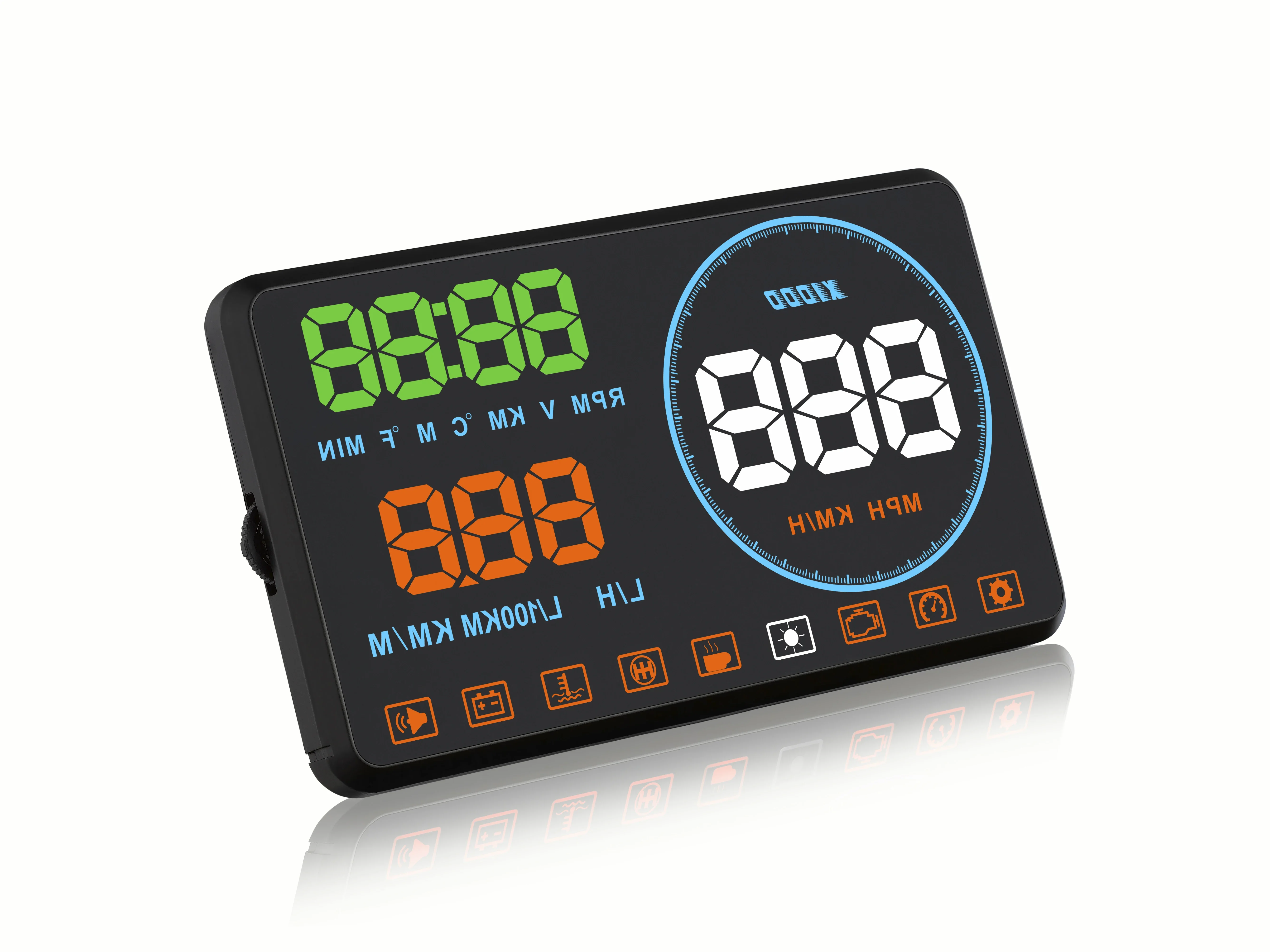 HUD OBD2 Colorful HD Car Head Up Display Speed RPM Fuel Consumption Driving Time with Alarm Buzz Windshield Projector