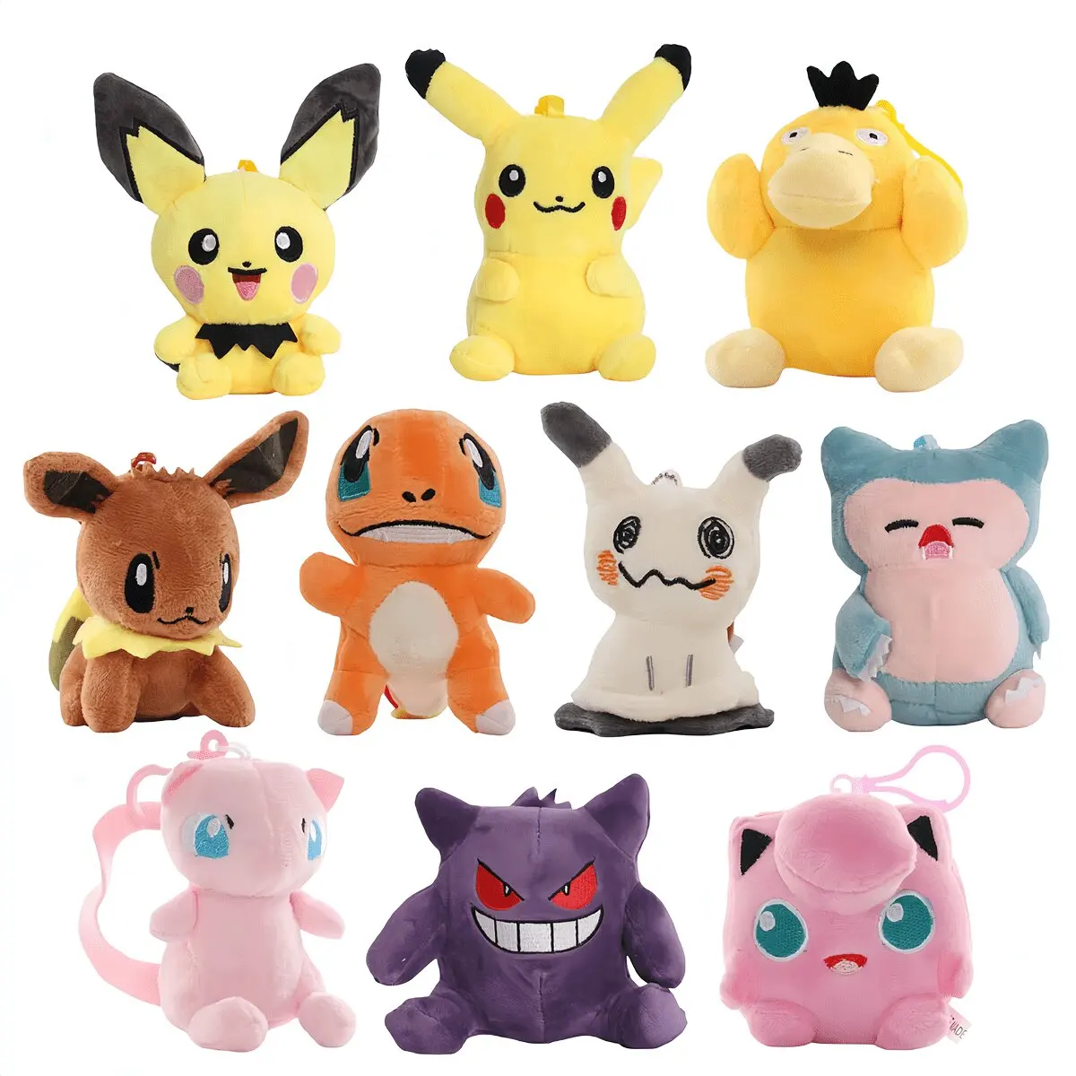Pokemon Toy Stuffed Doll Keychain Pendant Pikachu Charmander Psyduck Jigglypuff Mew Pichu Snorlax Eevee Mimikyu Birthday Gifts